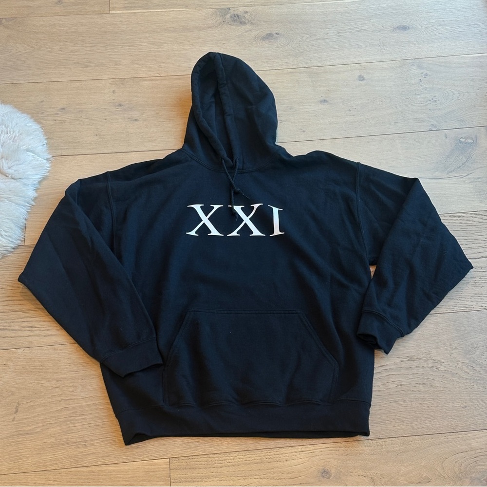 Classic Black Hoodie with Bold Roman Numerals